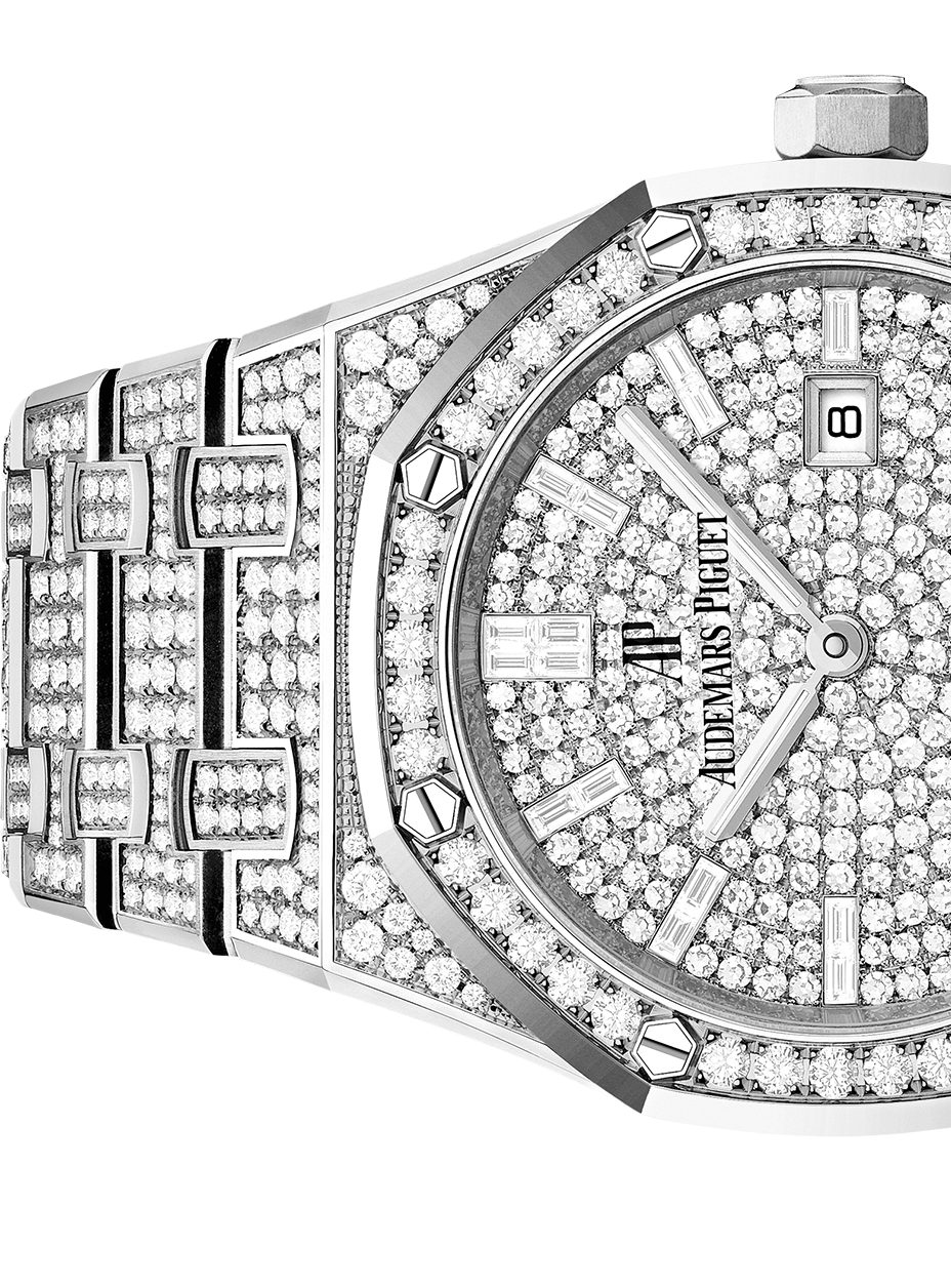 Audemars Piguet Royal Oak Lady Diamond Silver Dial White Gold Ladies Watch  67652BC.ZZ.1262BC.01 - Watches, Royal Oak Lady - Jomashop